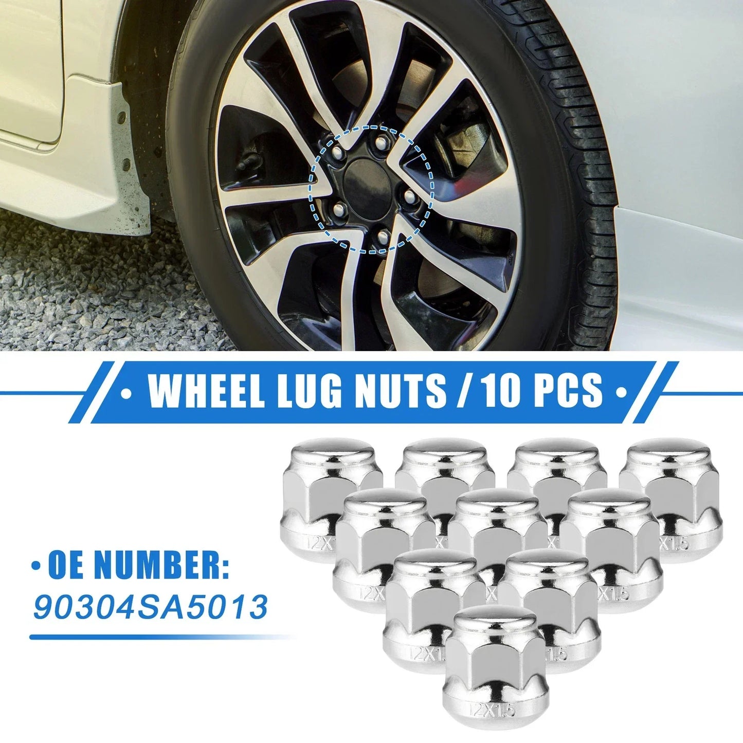 10 x Wheel Lug Nuts for Honda Accord Civic M12x1.5 (2003-2023)
