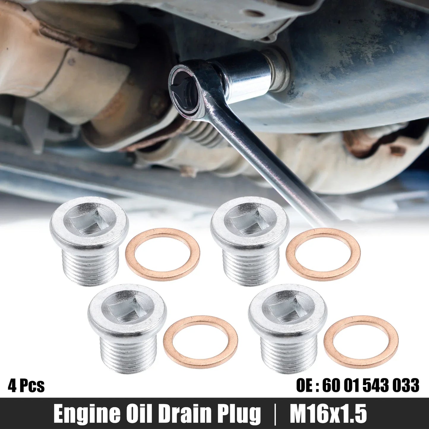 M16x1.5 Engine Oil Drain Plug Screws (4 Pcs) with Gaskets for Nissan