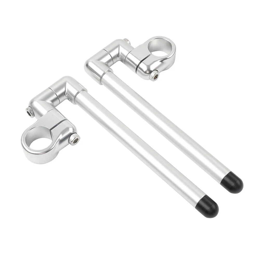 37MM Clip-On Handlebar for Universal Cafe Racer 7/8" Fork Tube Silver