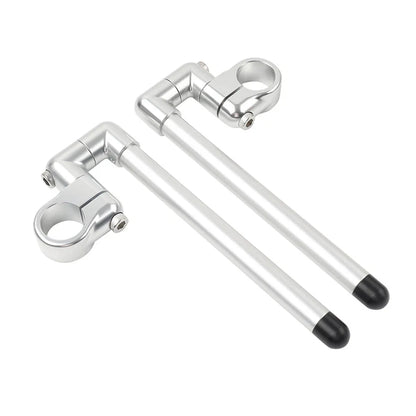 37MM Clip-On Handlebar for Universal Cafe Racer 7/8" Fork Tube Silver