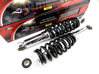 280mm JBS Black/Chrome Rear Shock Absorbers for Yamaha DT50 (1972-1980)