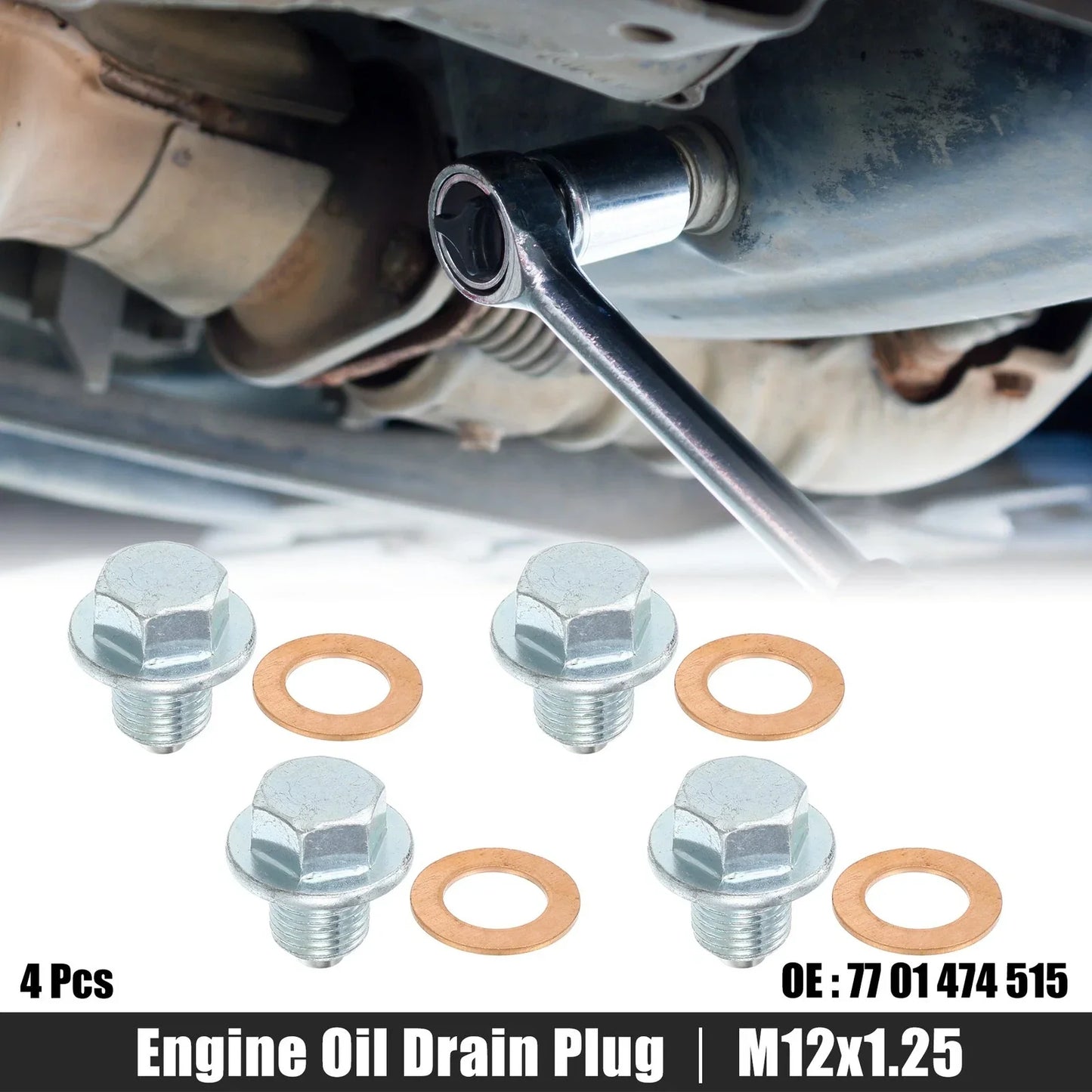 M12x1.25 Engine Oil Drain Plug Screws w/ Seal Rings for Lexus