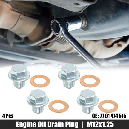 M12x1.25 Engine Oil Drain Plug Screws w/ Seal Rings for Lexus