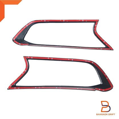 Matte Black Red Logo Headlight Lamp Cover Trim for Ford Ranger (2015-2021)