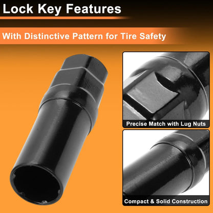 M12x1.5 Tire Wheel Locking Nut Set with Socket Key for Honda, Toyota (2010-2023)