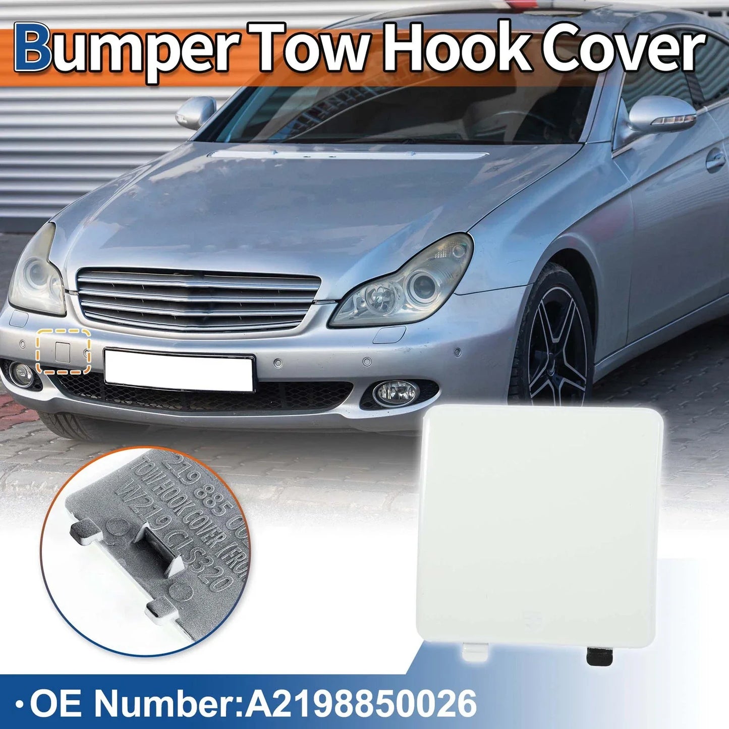 Front Bumper Tow Hook Cover for Mercedes-Benz (2010-2015) - White