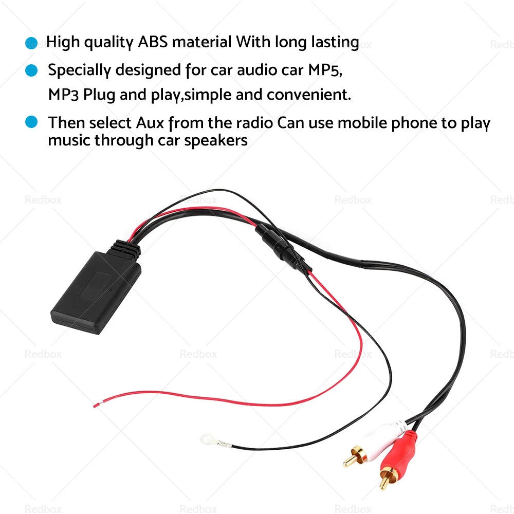 12V Bluetooth AUX Receiver Module with 2RCA Cable for Car Audio Stereo