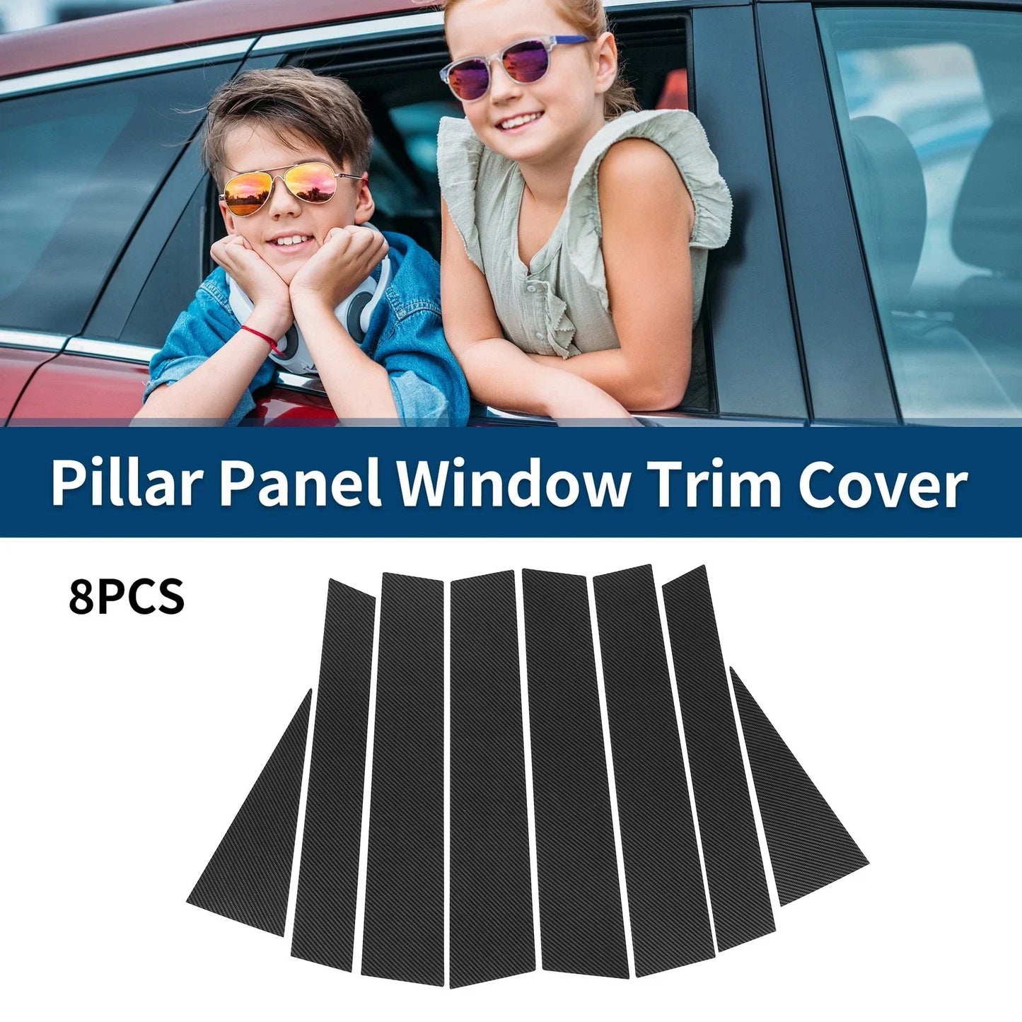 8 Pcs Car Pillar Window Trim Covers for Honda CR-V (2017-2023) Black Carbon Fiber
