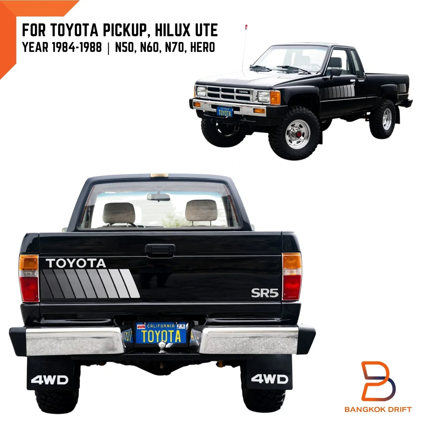 Rear Tail Light Pair for Toyota Hilux Ute (1984-1988) LN50 LN60 LN70