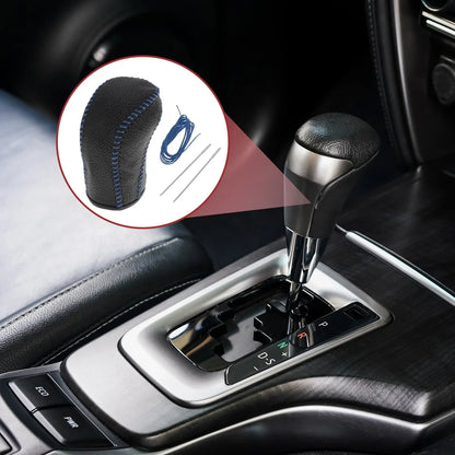 Car Gear Shift Knob Cover for Hyundai Tucson 2015-2018 Black Blue Faux Leather