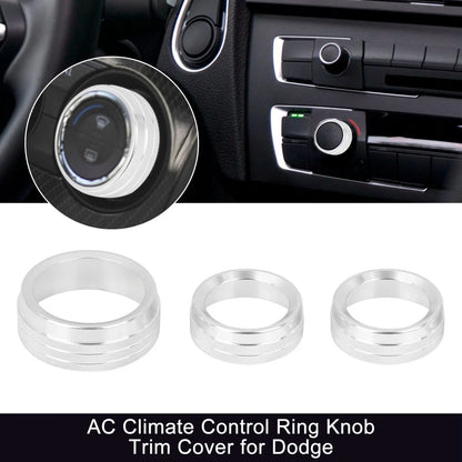 3 x AC Climate Control Ring Knob Trim Covers for Dodge Charger (2015-2023)