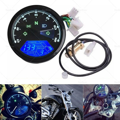 Digital Motorcycle Odometer Speedometer Tachometer Gauge LCD Backlight
