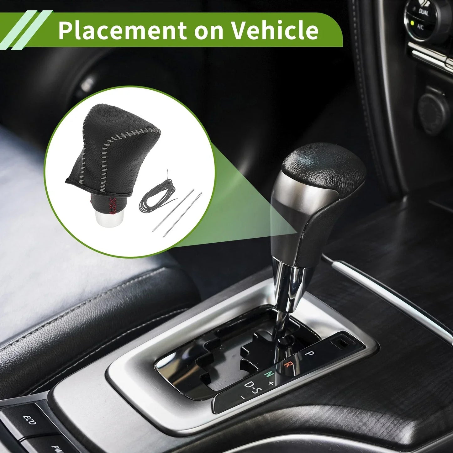 Car Gear Shift Knob Cover for Lexus ES300h 2018-2023 Pebbled Black Grey
