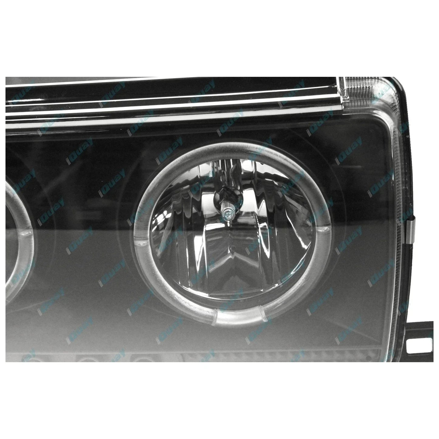 Angel Eyes Projector Headlights w/ LED DRLs Black for Landcruiser 80 Series