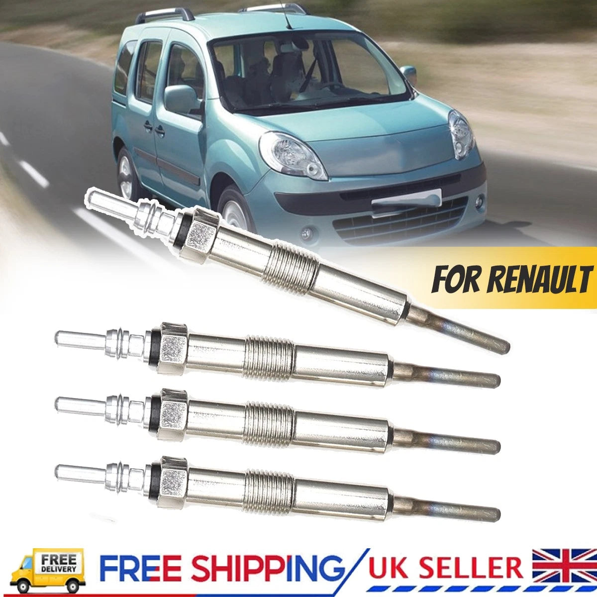 Glow Plugs Diesel Heater 4.4V Replacement Kit for Renault Kangoo (2008–2021)