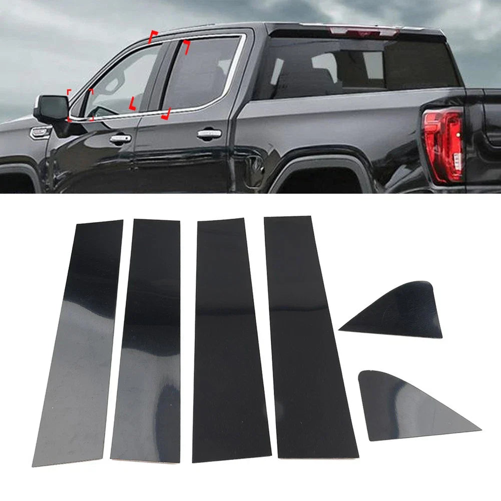 Black Window Pillar Post Door Trim for Chevrolet Silverado GMC Sierra 1500
