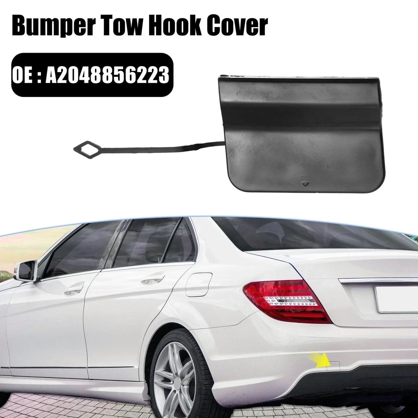 Car Rear Bumper Tow Hook Cover for Mercedes Benz 2007-2014 Black