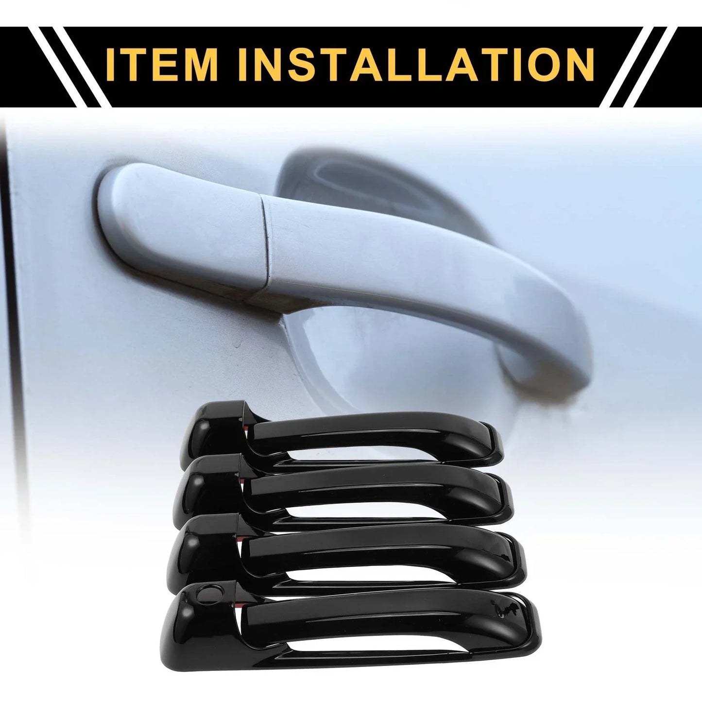 4pcs Exterior Door Handle Covers for Dodge Ram 1500 (2009-2018) ABS Black