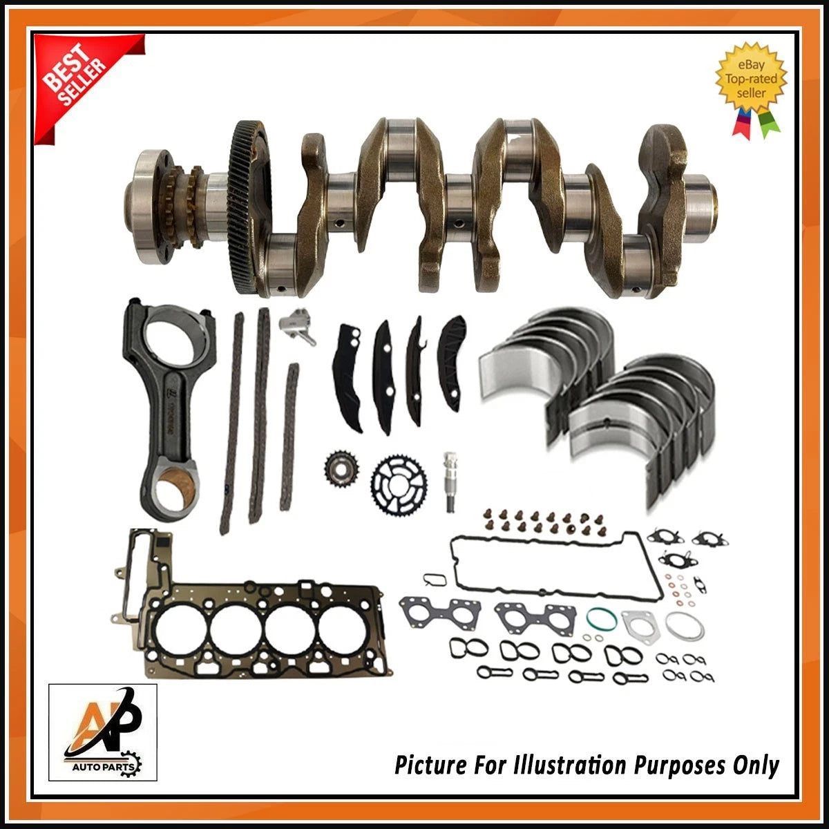 Crankshaft with Gear Engine Rebuild Kit for BMW 2.0 N47 (2007–2013)