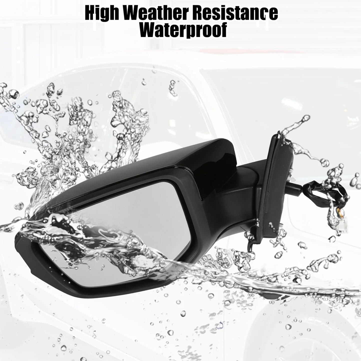 3 Pin Left Side Exterior Door Mirror Assembly Black for Honda Civic (2016-2021)