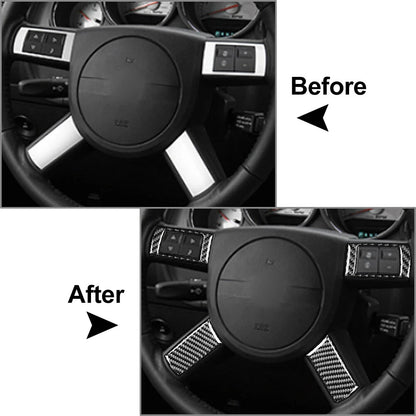 4 x Carbon Fiber Steering Wheel Button Covers for Dodge Challenger (2008-2010)