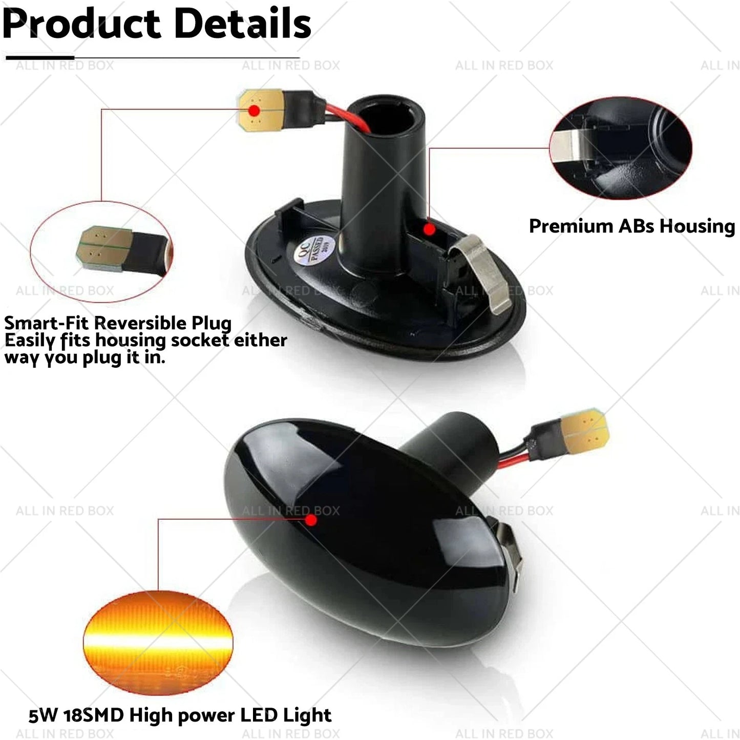 Black Smoked LED Side Indicator Lights for Mini Cooper R56 R57 R58 (2007-2015)