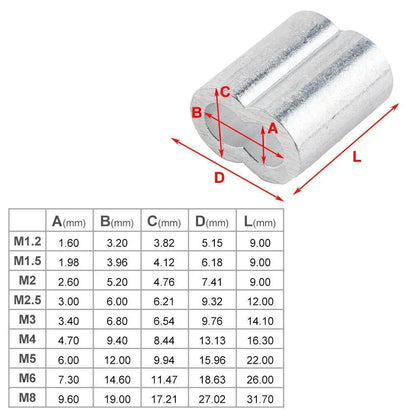 Wire Rope & Cable Line End Kit 7 Size Double Barrel Crimping Loop 245Pcs