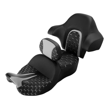 Seat Backrest Driver & Passenger Black Grey for Harley Road Glide (2014-2023)