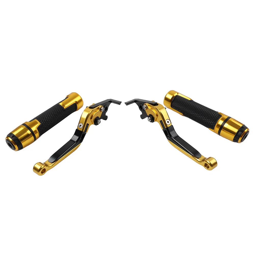 Gold Extendable Brake Clutch Levers & Handlebar Grips for Aprilia Tuono V4