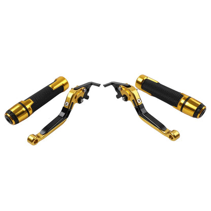 Gold Extendable Brake Clutch Levers & Handlebar Grips for Aprilia Tuono V4