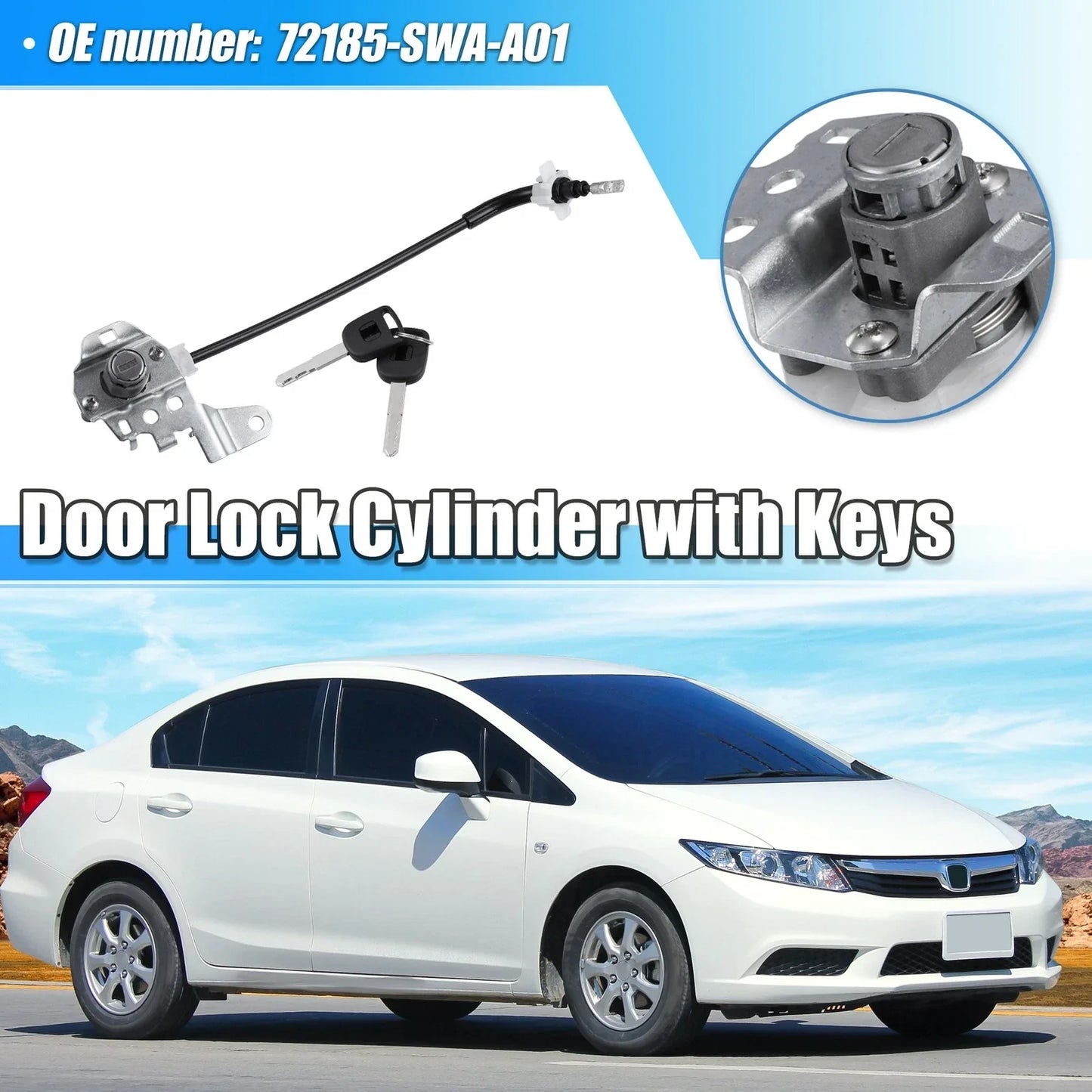 Front Left Door Lock Cylinder Cable for Honda Civic (2007-2011)