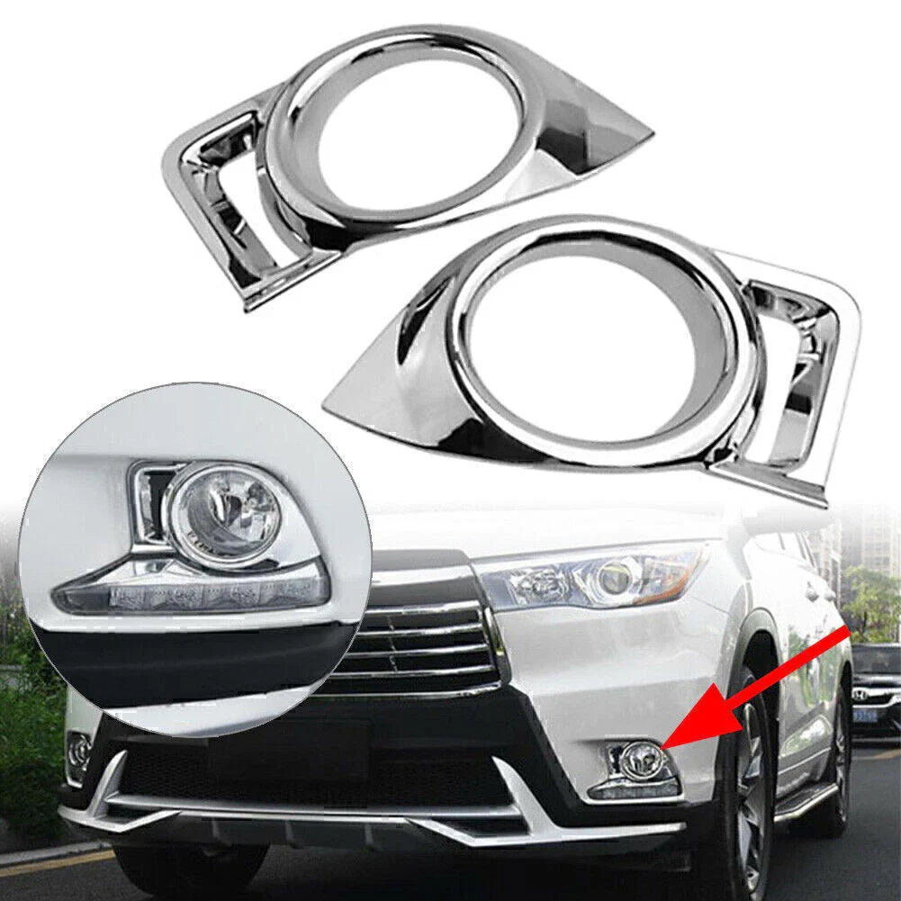 Chrome Front Fog Light Lamp Cover Trim for Toyota Highlander (2014-2016)