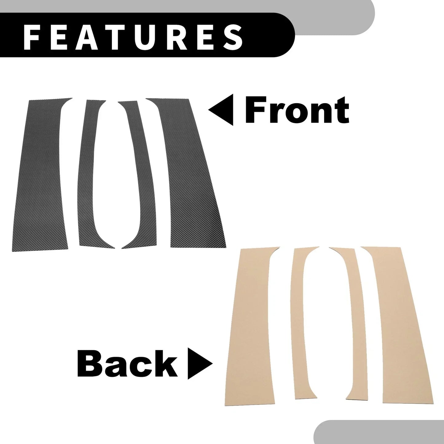 4 Pcs Car Pillar Window Trim for Dodge Ram 1500 (1994-2001) Black Carbon Fiber