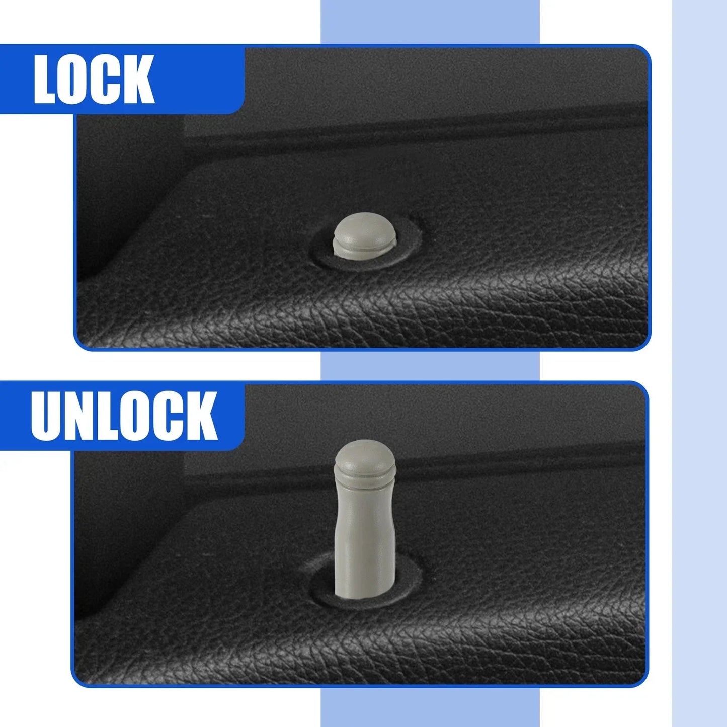 2 x Car Door Lock Rod Knobs Gray for Honda Civic (1996-2000)