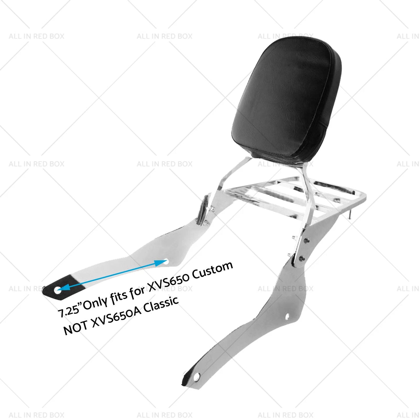 Chrome Backrest Sissy Bar Luggage Rack for Yamaha Vstar 650 400 (98-18)