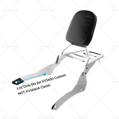 Chrome Backrest Sissy Bar Luggage Rack for Yamaha Vstar 650 400 (98-18)