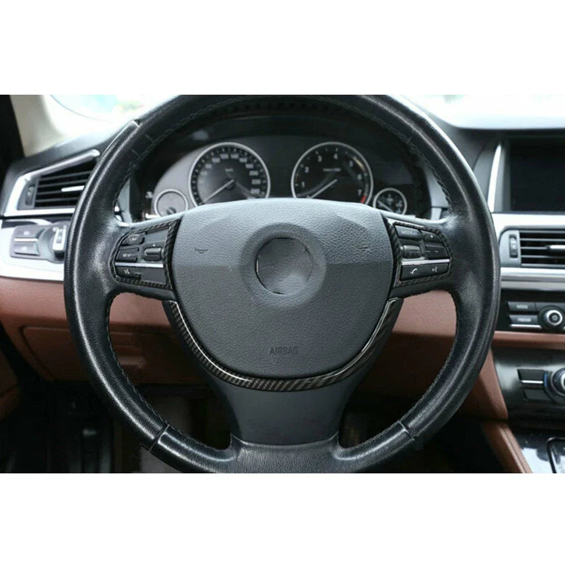 2 x Steering Wheel Knob Cover Bezel Set for BMW 5 Series F10, 7 Series F01, F02