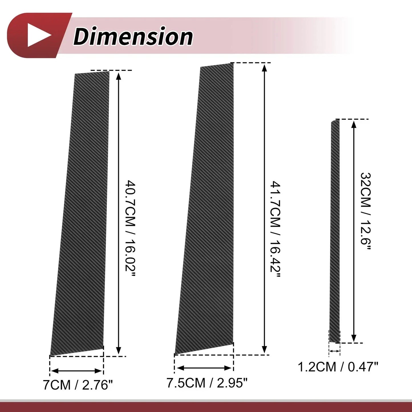 6 Pcs Door Pillar Window Trim for Lexus CT200h (2011-2019) Carbon Fiber Black