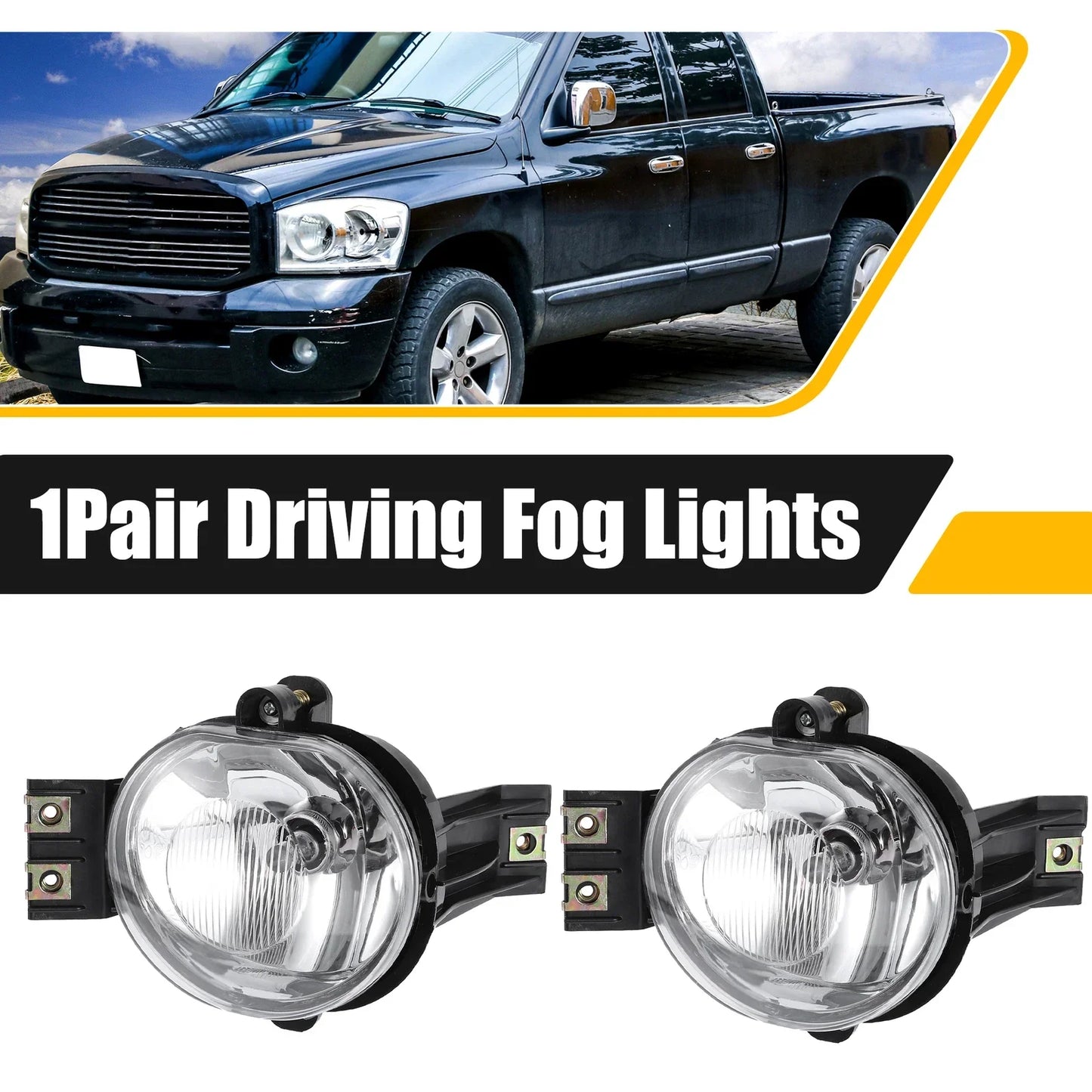 Driving Fog Lights with Bulbs for Dodge Ram 1500 2500 3500 (2010-2023)