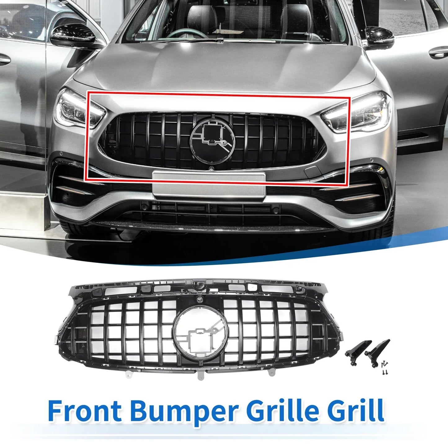 Front Bumper Grille for Mercedes-Benz GLA-Class AMG Body Styling Black