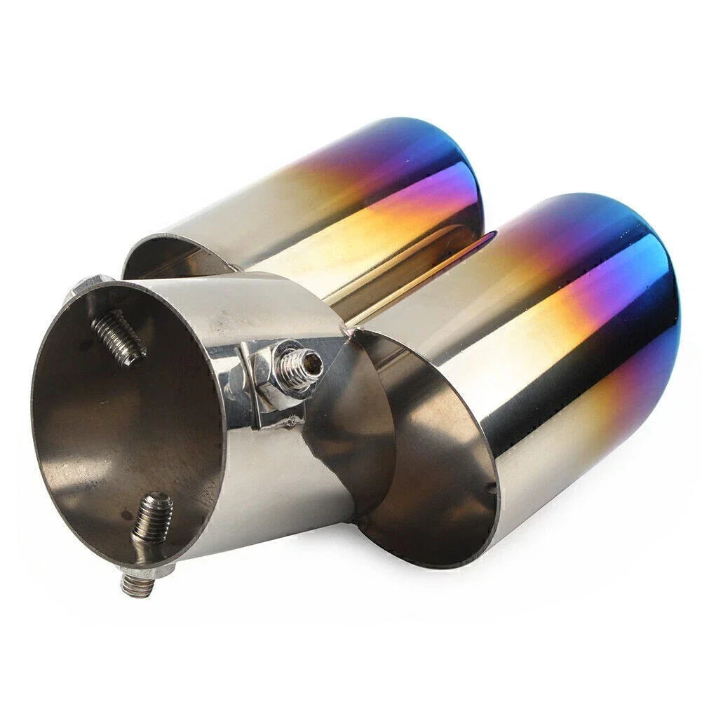 1x Blue Dual Exhaust Pipe Tail Muffler Tip for Car (No Year Specified)