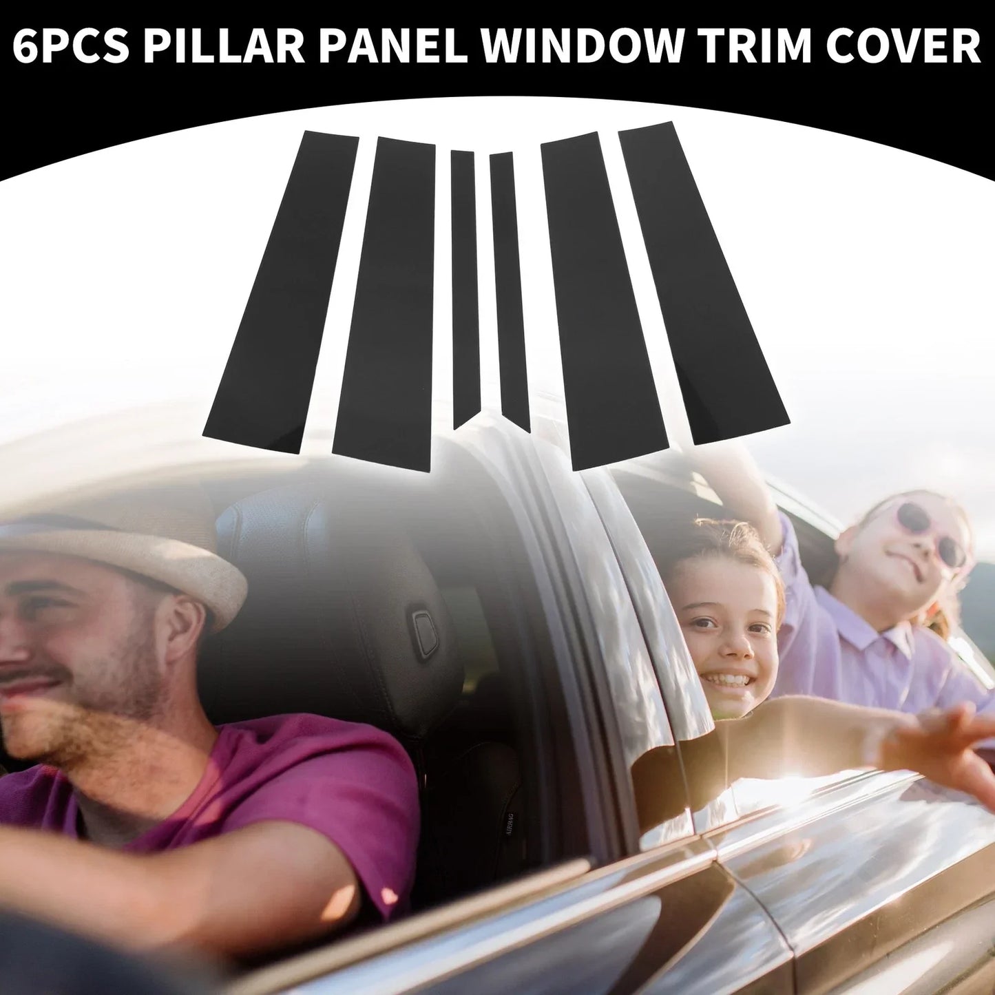 6 x Car Pillar Window Trim Covers for Mercedes-Benz M-Class (2006-2011) Black