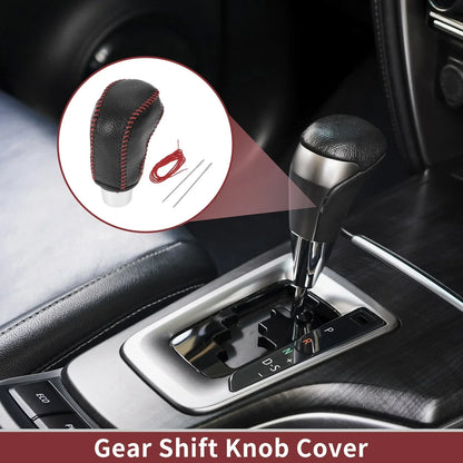 Car Gear Shift Knob Cover for Hyundai Accent (2018-2022) - Pebbled Black Red