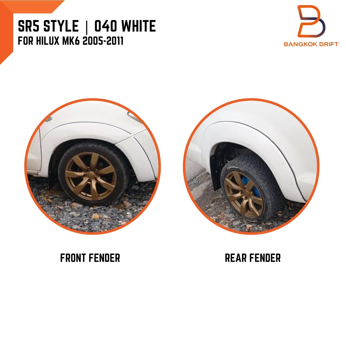 White Fender Flare Arch for Toyota Hilux Ute Vigo MK6 2005-2011 Double Cab