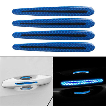 4 x Universal Car Door Handle Reflective Stickers - Scratch Protection Blue