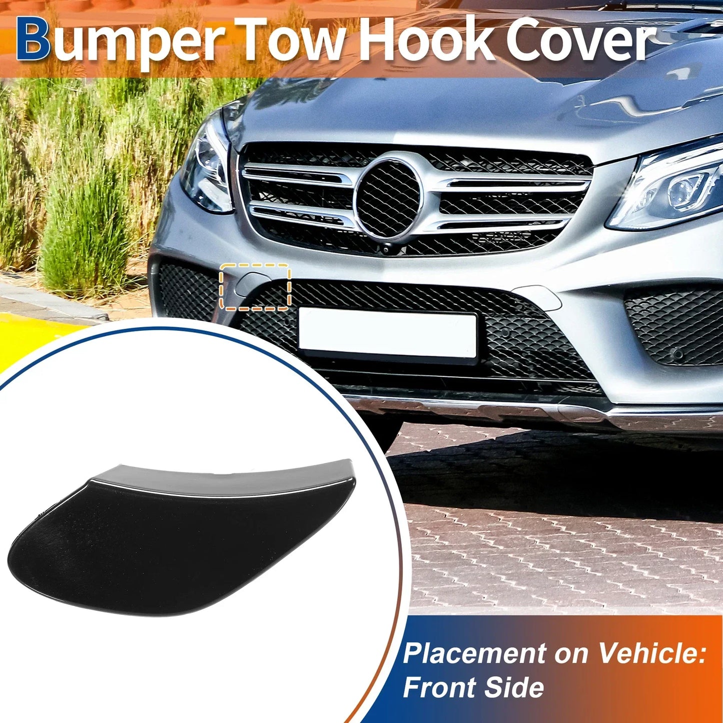 Bumper Tow Hook Cover for Mercedes-Benz GLE X166 (2016-2023) Black