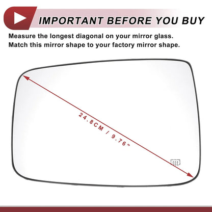 Heated Left Driver Side Mirror Glass for Dodge RAM 1500 2500