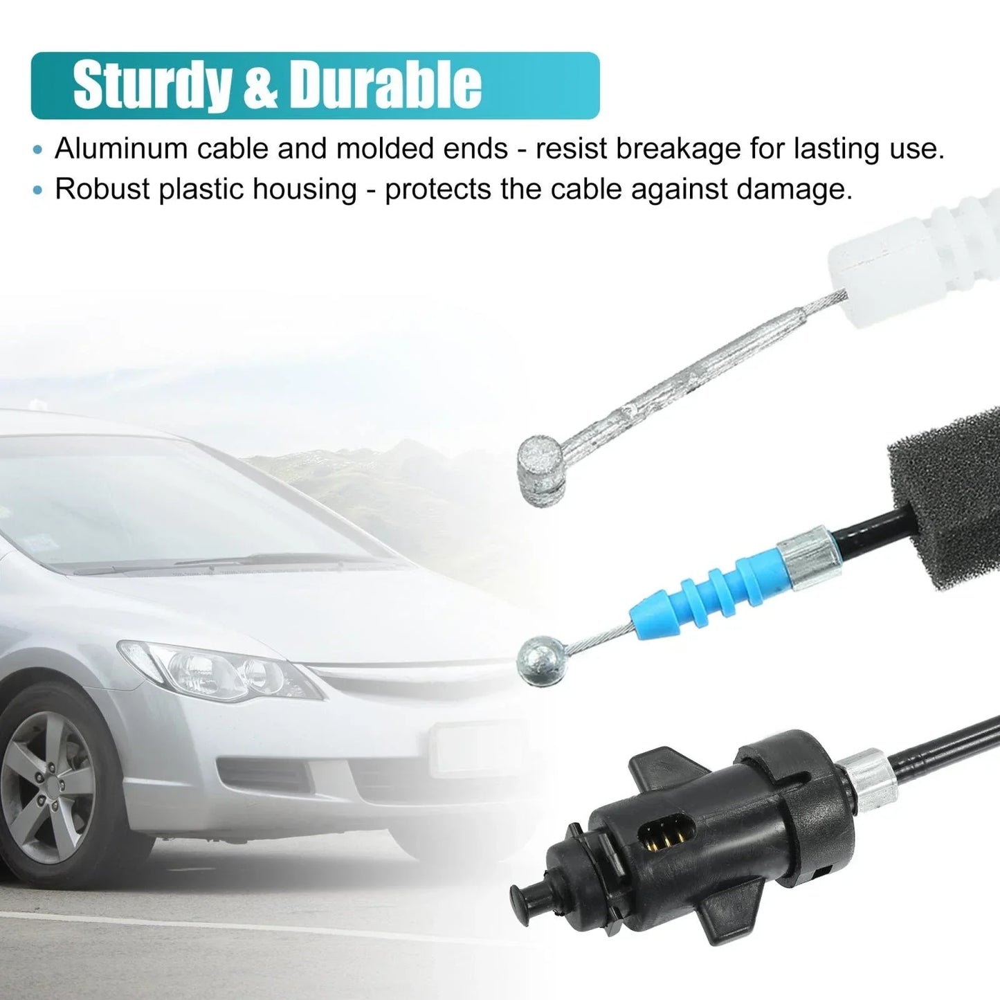 Trunk Lid Fuel Door Release Cable for Honda Civic (2001-2005) Black