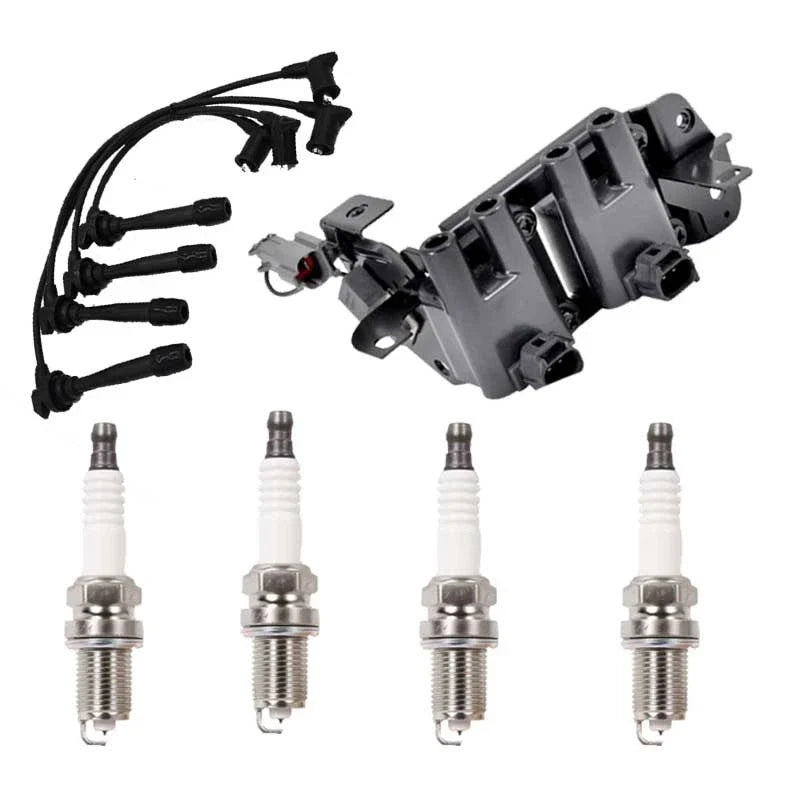 Ignition Coil Pack & Lead Kit & Spark Plugs for Kia Rio JB 1.4L (2006-2011)