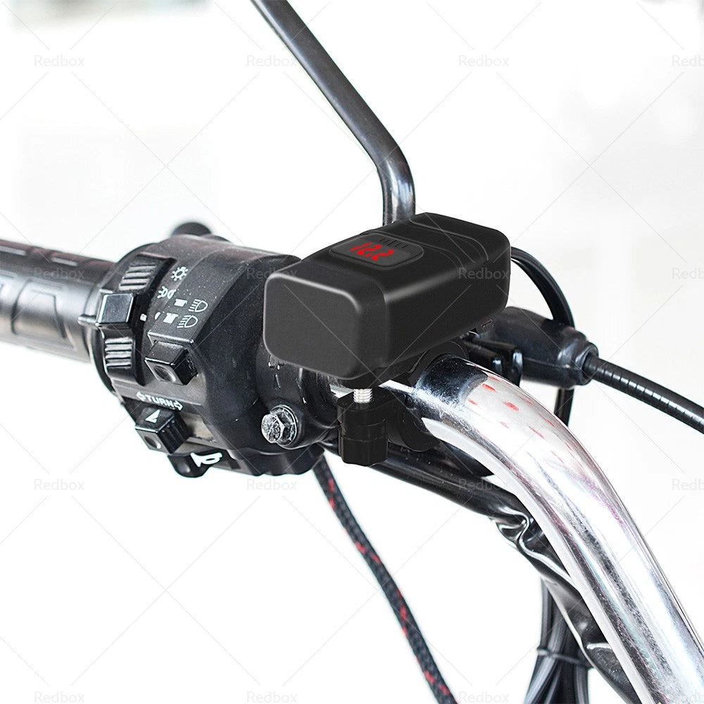 Dual USB Motorcycle Fast Charger Socket w/ LED Voltmeter Display